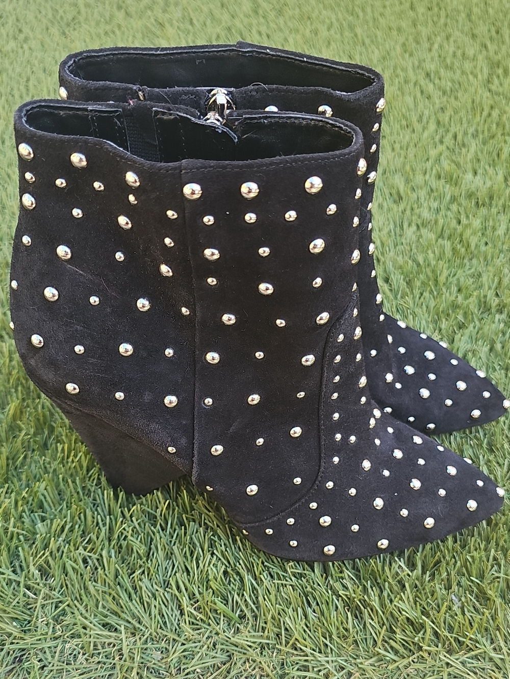 Sam Edelman Roya Black Studded Suede Ankle Boots